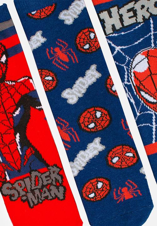 Character Group - Spiderman 3 Pack Anklet Socks - Red & Blue