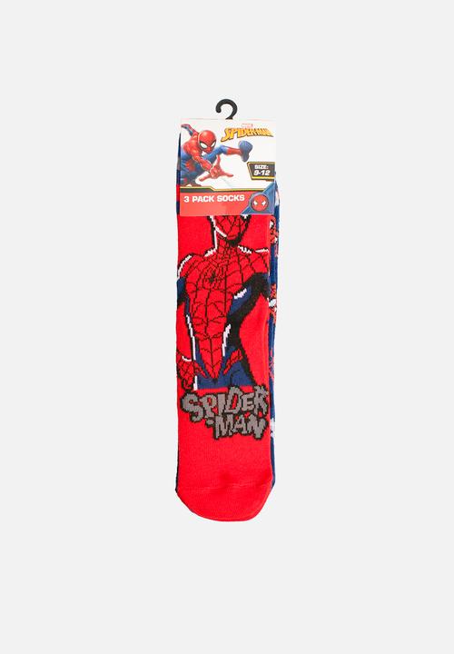 Character Group - Spiderman 3 Pack Anklet Socks - Red & Blue