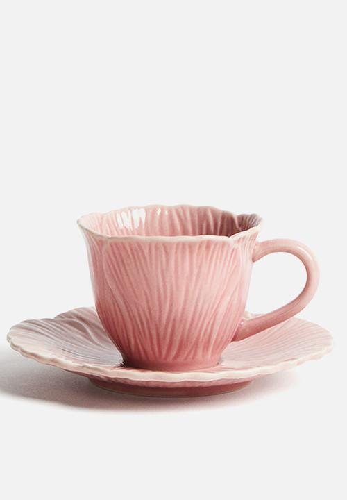 Espresso cup and saucer - pink