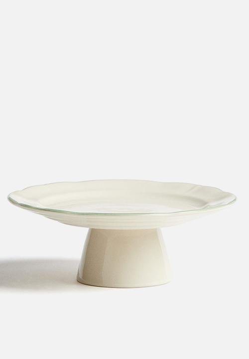 H&M - Small stoneware cake stand - beige,multi