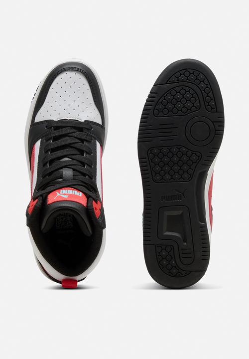 PUMA - Puma Rebound V6 Mid Jr - Puma White-Candy Apple-Puma Black