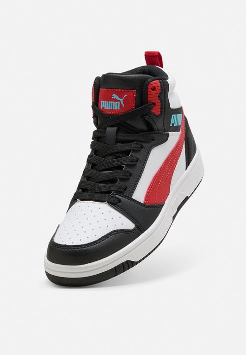 PUMA - Puma Rebound V6 Mid Jr - Puma White-Candy Apple-Puma Black
