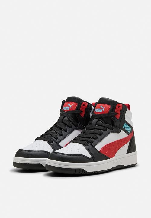 PUMA - Puma Rebound V6 Mid Jr - Puma White-Candy Apple-Puma Black