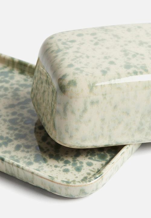 H&M - Stoneware butter dish - green