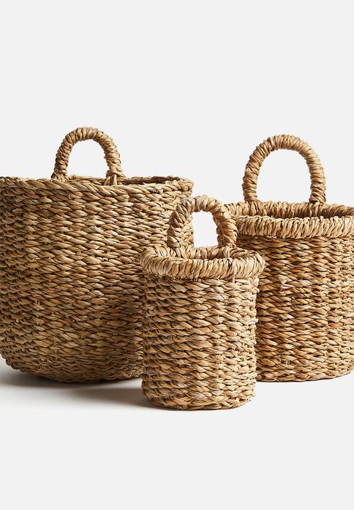 H&M - Small seagrass wall storage basket - beige