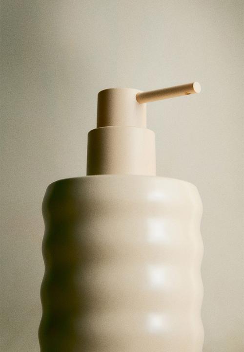Stoneware soap dispenser - light beige
