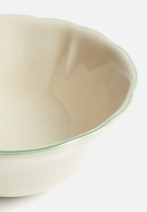 H&M - Stoneware bowl - light beige/green