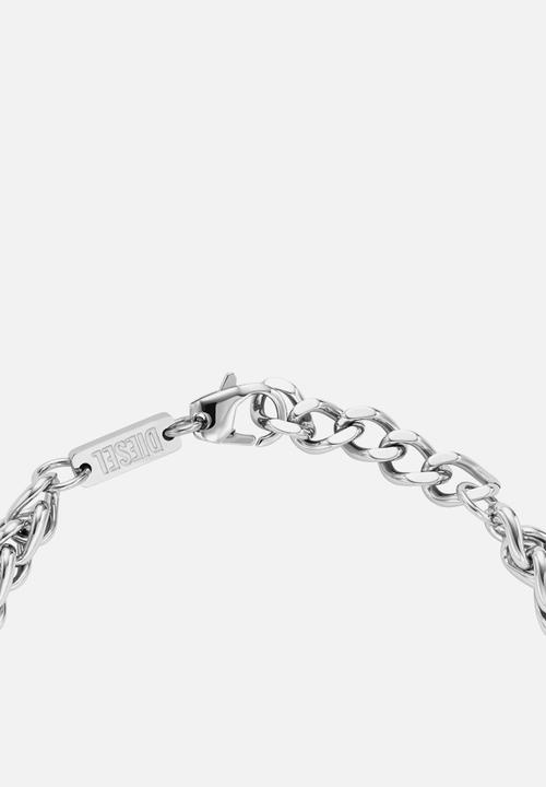 Diesel  - Red Enamel And Stainless Steel Chain Bracelet Dx1445040 - Red