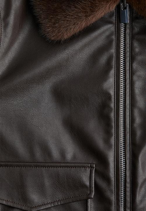 H&M - Collared coated jacket - dark brown