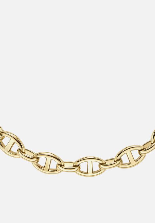 Fossil - Heritage D-Link Gold-Tone Stainless Steel Anchor Chain Necklace JF04521710