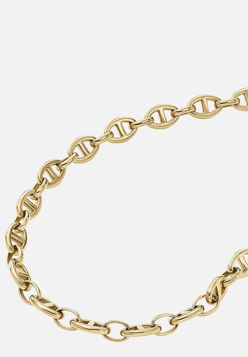 Fossil - Heritage D-Link Gold-Tone Stainless Steel Anchor Chain Necklace JF04521710