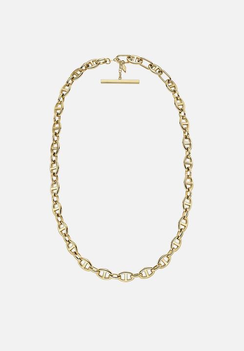 Fossil - Heritage D-Link Gold-Tone Stainless Steel Anchor Chain Necklace JF04521710