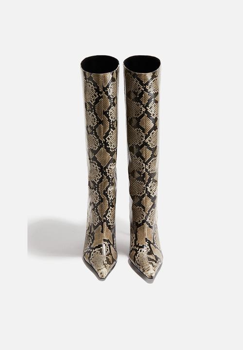 H&M - Knee-high boots - beige/snakeskin pattern