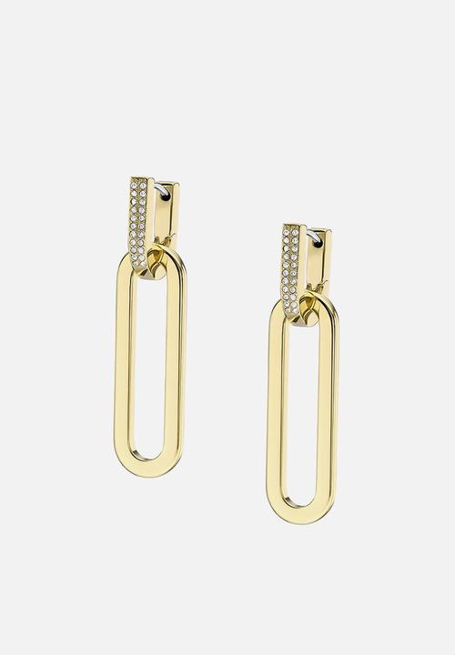Fossil - Heritage D-Link Glitz Gold-Tone Stainless Steel Drop Earrings  JF04587710 