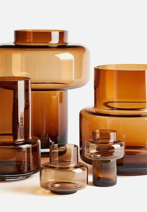 Extra-small tiered glass vase - amber-coloured