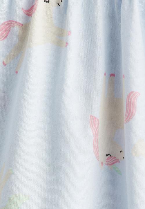 H&M - Patterned jersey dress - light blue/unicorns