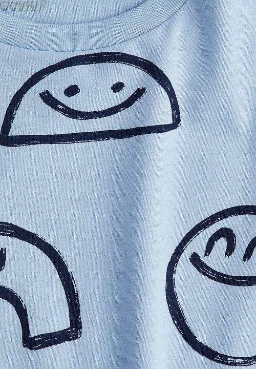 H&M - Printed T-shirt - light blue/patterned