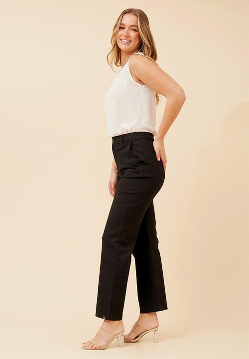 Stella Morgan - Mid Waist Straight Leg Stretch Sateen Trouser - Black