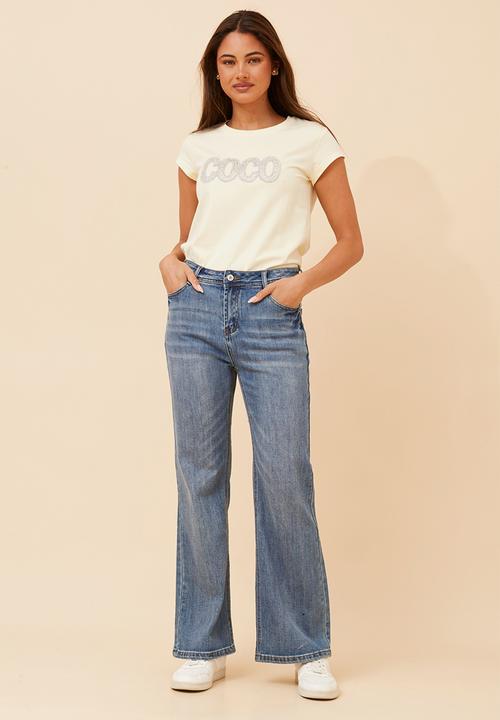 Stella Morgan - Mid Waist Slim Fit Bootleg Denim Jean - Mid Denim