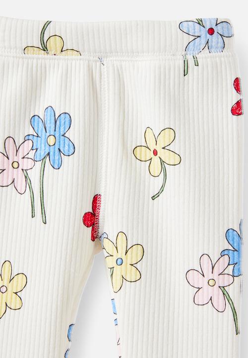 Cotton On - River Rib Skinny Legging - Vanilla/Meadow Daisy