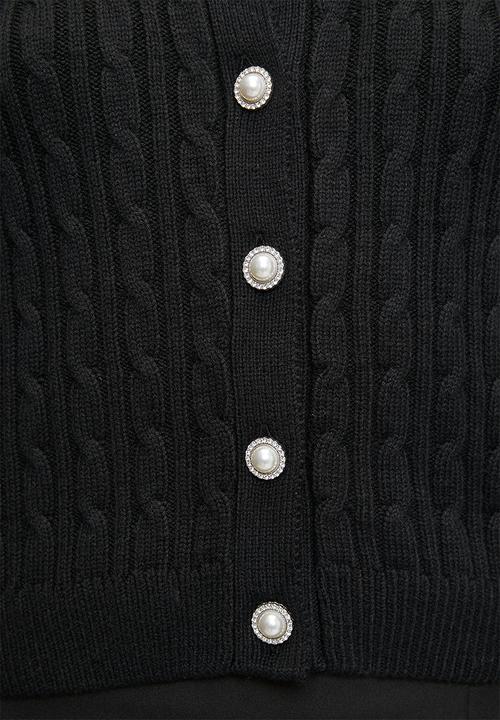 GUESS - Lds Sienna Scoop Neck Long Sleeve Cardi Swtr - Black