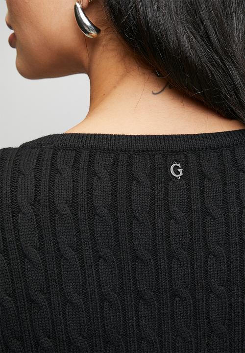 GUESS - Lds Sienna Scoop Neck Long Sleeve Cardi Swtr - Black
