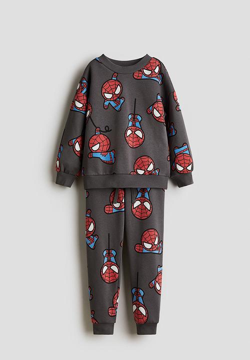 H&M - 2-Piece printed sweatshirt set - grey/marvel comics
