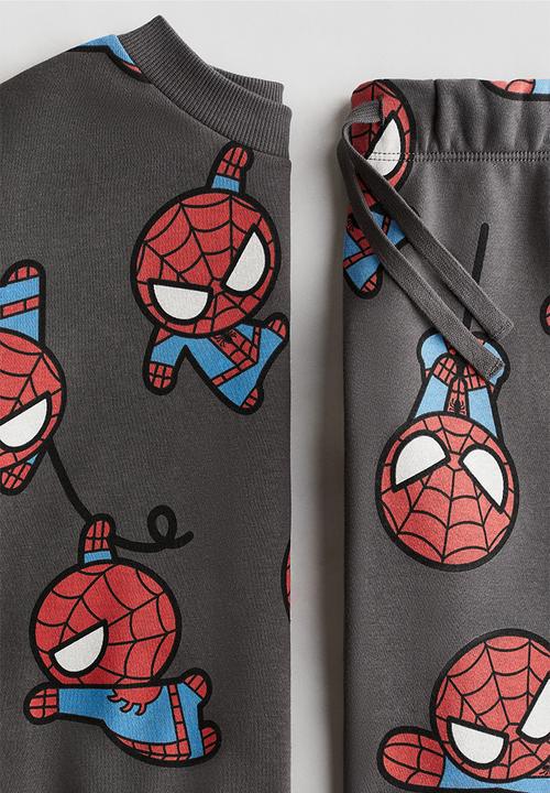 H&M - 2-Piece printed sweatshirt set - grey/marvel comics
