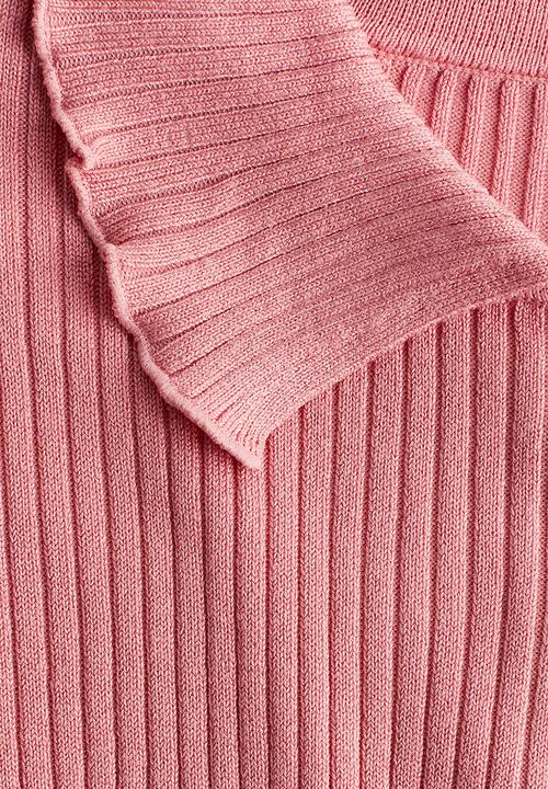 H&M - Rib-knit polo jumper - dusty pink