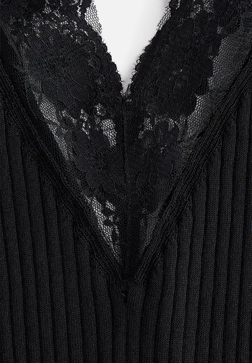 H&M - Lace-trimmed vest top - black
