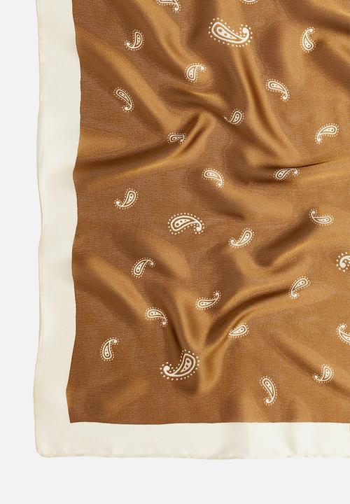 H&M - Patterned scarf - khaki green/paisley pattern