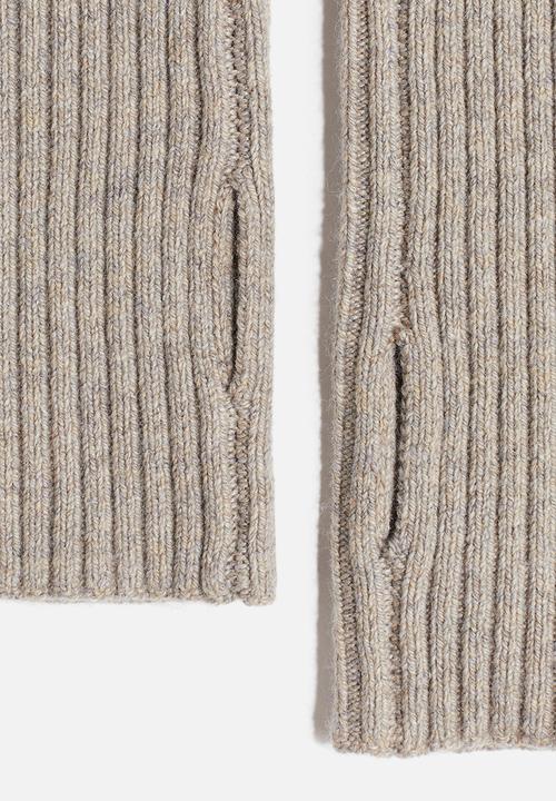 H&M - Rib-knit wrist warmers - beige marl