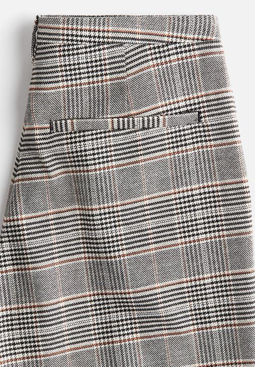 H&M - Wide tailored trousers - light beige checked