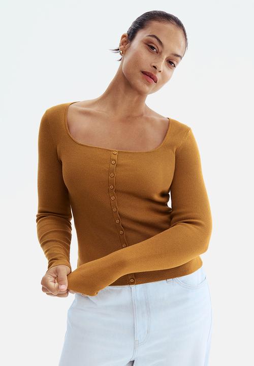 美品　UNIFORM WEAPON SQUARE-NECK TOP Square-neck top - light brown - 1303139001