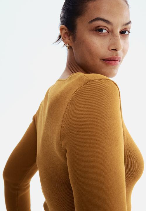 Square-neck top - light brown - 1303139001
