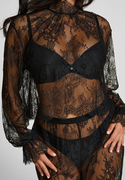 Hunkemoller - Top ls lace cecilia - caviar