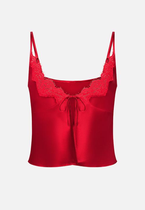 Hunkemoller - Cami satin lace mya - chili pepper
