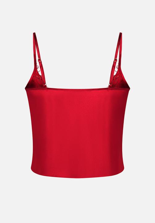 Hunkemoller - Cami satin lace mya - chili pepper