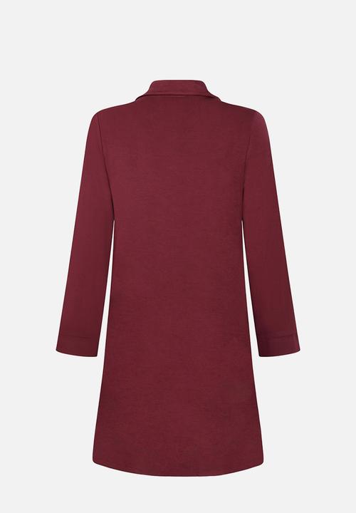 Hunkemoller - Shirtdress ls jersey essential - windsor wine