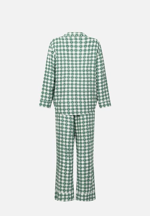 Hunkemoller - Pj ls vis twill print - green gables