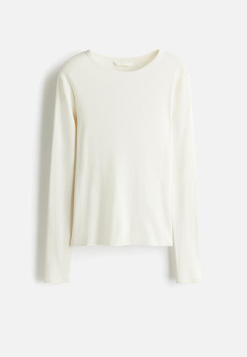 H&M - Ribbed cotton top - white