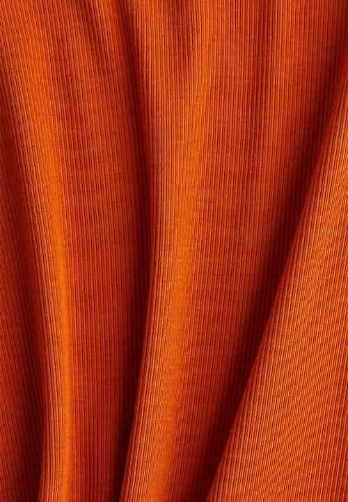 H&M - Ribbed t-shirt - dark orange 