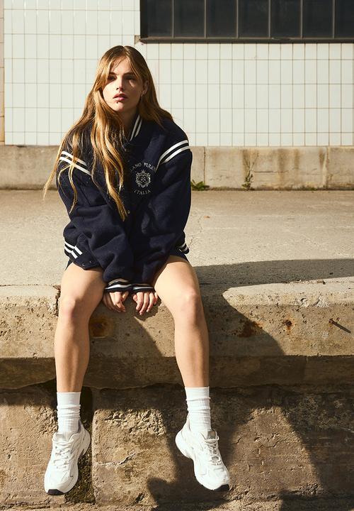 H&M - Fleece baseball jacket - navy blue/italia 