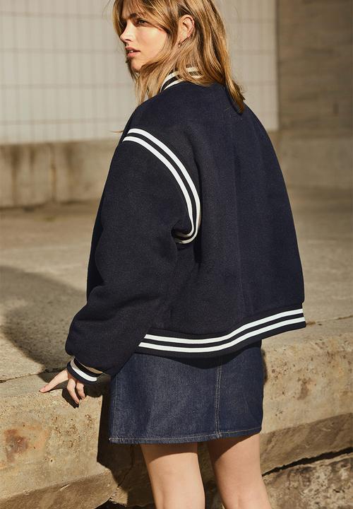 H&M - Fleece baseball jacket - navy blue/italia 