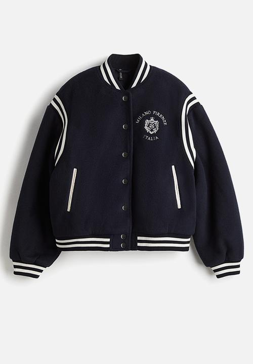 H&M - Fleece baseball jacket - navy blue/italia 