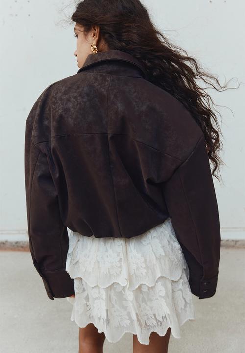 H&M - Coated bomber jacket - dark brown
