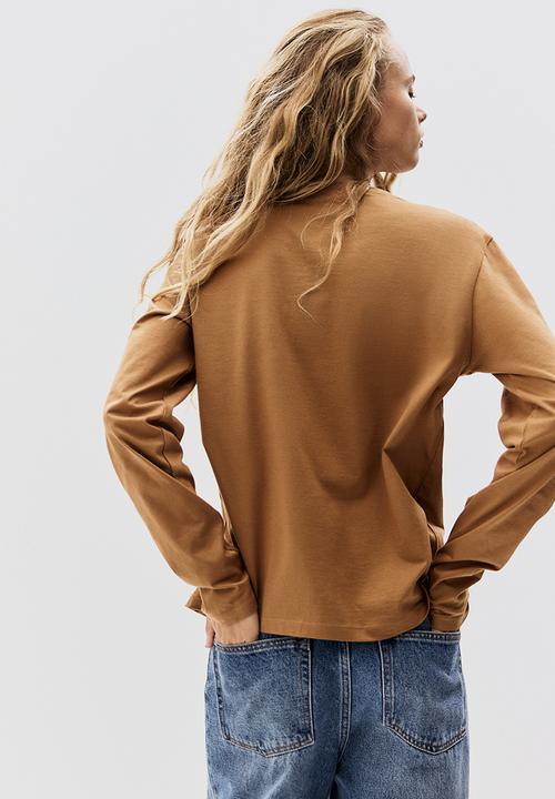 H&M - Long-sleeved cotton top - dark beige