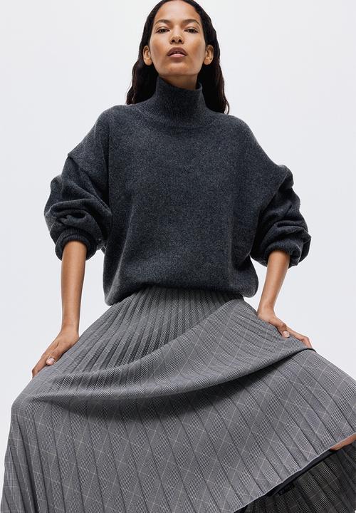 Pleated skirt - dark grey - 1305034006
