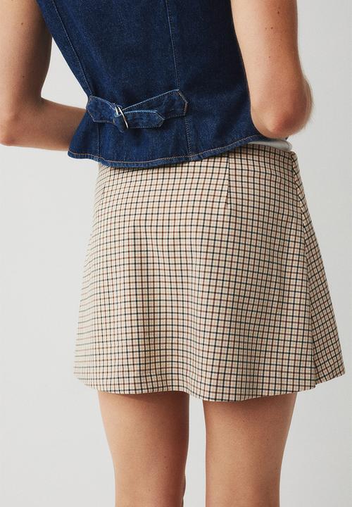 H&M - Wrap skort - beige checked