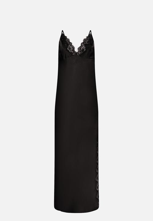 Hunkemoller - Slip dress long satin lace mya - caviar